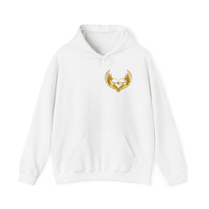 Golden Wing Emblem Hoodie | Phoenix Wing Chest and Back Print