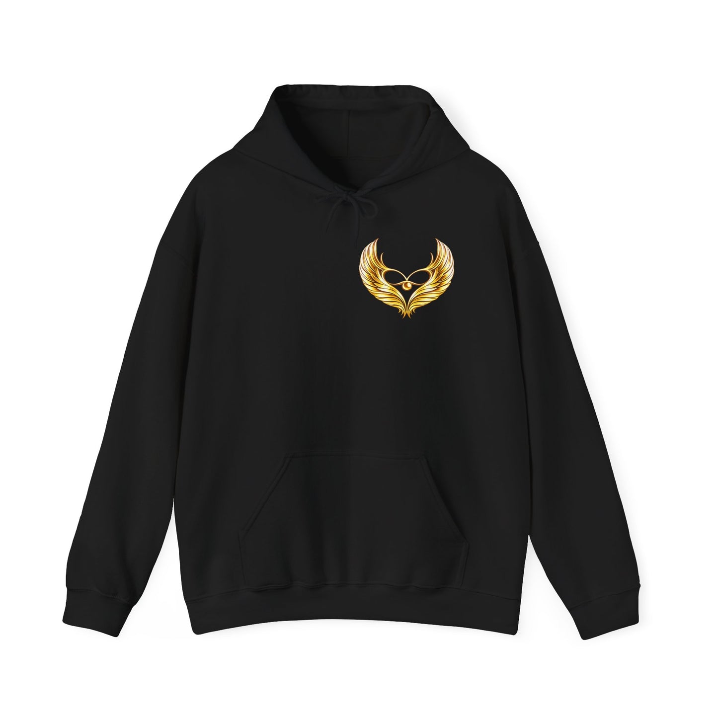 Golden Wing Emblem Hoodie | Phoenix Wing Chest and Back Print